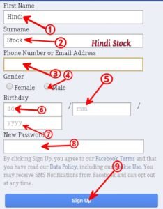 Facebook Account Keise Banaye form